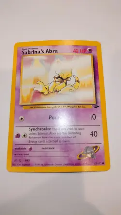 🔥Sabrina's Abra Pokemon Card 93/132 Gym Challenge Non-Holo 2000 WOTC 40HP - Image 1