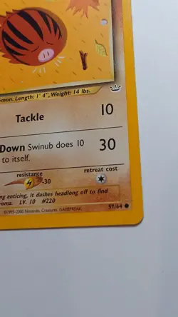 MAKE OFFER Swinub 57/64 Common Neo Revelation 1st Edition Pokemon Card - Image 4
