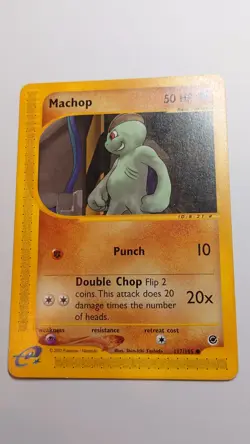 💥 Machop Pokemon 2002 TCG Expedition Base Set 117/165 Vintage Card MP - Image 1