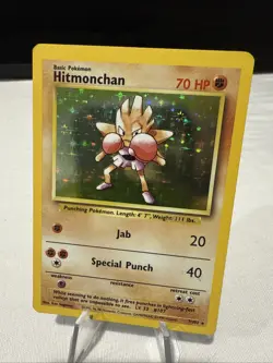 Pokemon TCG Hitmonchan Base Set Holo Unlimited Rare Card 7/102 MP Condition - Image 1