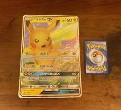 Pokemon Pikachu GX!!! *SHINY FOIL & FULL ART* (Smaller card not included) - Image 1