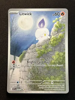 Pokemon TCG 2025 Litwick 101/086 White Flare Holo Illustration Rare NM - Image 1