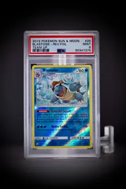2019 Pokemon SM Team Up Blastoise Rev Foil 25 PSA 9 - Image 1