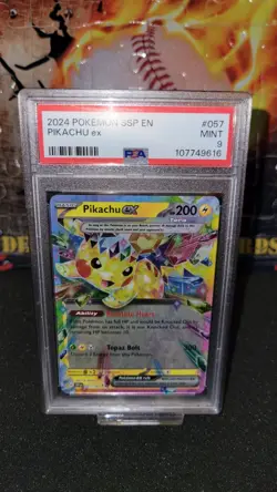 Pikachu EX Double Rare SSP EN Pokemon Surging Sparks #057/191 - PSA 9 MINT - Image 1