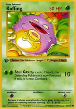 Lightly Played Koffing - 51/102 - Common - 1st Edition Pokemon Base Set - Image 1