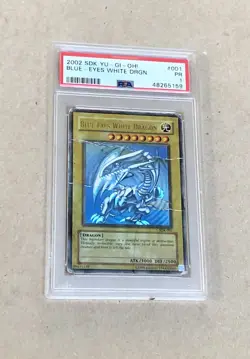 2002 Yu-Gi-Oh! Blue-Eyes White Dragon SDK-001 Ultra Rare Unlimited PSA 1 - Image 1