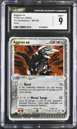 CGC 9 MINT Aggron ex 2003 EX Sandstorm 95/100 Holo Pokemon Card - Image 1