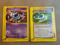 2 Pokemon Skyridge cards Misdreavus #039 LP Miracle Sphere #131 NM - Image 1