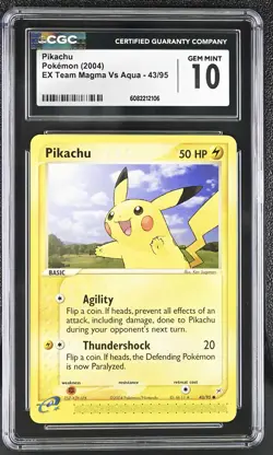 CGC 10 GEM MINT Pikachu 2004 EX Team Magma Vs Aqua 43/95 Pokemon Card - Image 1