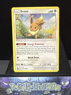 Pokemon Card Eevee 101a/149 Sun & Moon Base Set Alt Art Promo Holo Rare HD SWIRL - Image 1