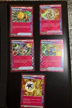 Surging Sparks: Pokemon Pink Trainer Lot of Cards (5) - Image 1