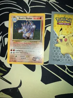 Pokemon BROCK'S RHYDON Card GYM HEROES Set 2/132 Holo Rare 081 💎NM💎 - Image 1