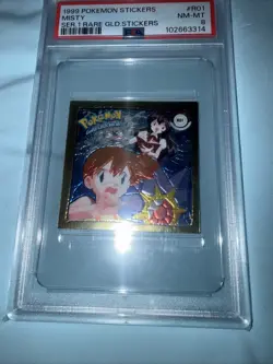 POKEMON CARD MISTY 01 ARTBOX STICKER SERIES 1 GOLD #1 GRADED PSA 8 1999 VINTAGE - Image 3