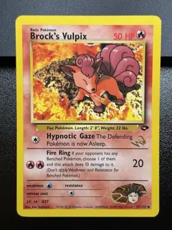 BROCK'S VULPIX W Stamp Pokemon Card - WOTC Promo - Gym Challenge - 37/132 LP (C) - Image 1