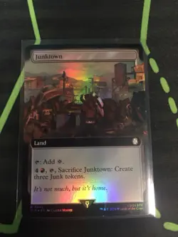 MTG Magic The Gathering Junktown Foil PIP Rare Ext Art Fallout Land Commander - Image 1