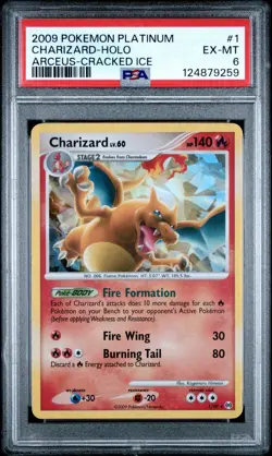 2009 Pokemon Platinum Arceus Charizard Holo Cracked Ice #1 PSA 6 - Image 1