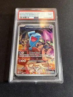 Pokemon 2025 SV Promos Team Rocket’s Wobbuffet #203 IR PSA 9 - Image 1