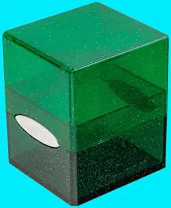 ULTRA PRO GLITTER GREEN SATIN CUBE DECK BOX Compartment Storage Case Card ccg - Image 1