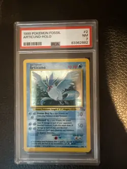 1999 Pokemon TCG Fossil Articuno Holo Rare Card 2/62 PSA 7 - Image 1