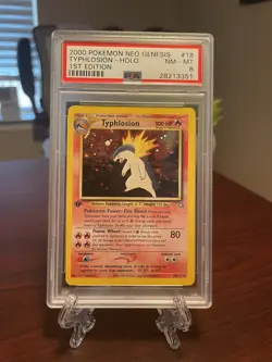 PSA 8 1st Edition Holo Typhlosion WOTC Neo Genesis Pokemon Card 18/111 - Image 1