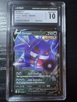 CGC 10 Pokemon Gengar v Holo Card 156/264 Swsh08: Fusion Strike - Image 1
