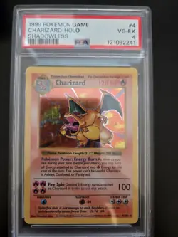 Pokemon TCG Charizard Base Set Holo Shadowless Rare Card 4/102 PSA 4 - Image 1