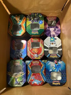 Lot of 18 Tins and 3 half Tins EMPTY Various Pokemon Tins EMPTY NO CARDS - Image 1