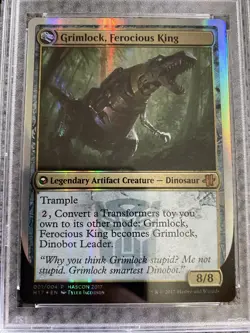 Psa 9 Mint Grimlock, Dinobot Leader Ferocious King (HASCON 2017) FOIL Promo - Image 5