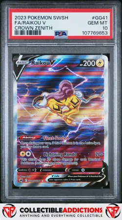 2023 Pokemon Sword And Shield Crown Zenith #GG41 Raikou V Crown Zenith PSA 10 - Image 1