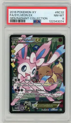 2016 Pokemon XY Generations Radiant Collection #RC32 Full Art Sylveon EX PSA 8 - Image 1