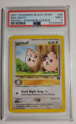 PSA 9 Pokemon Igglybbuff Black Star Promo - Pokemon League 2001 Mint - Image 1