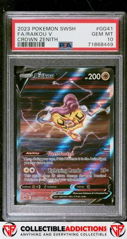 2023 Pokemon Sword And Shield Crown Zenith #GG41 Raikou V Crown Zenith PSA 10 - Image 1