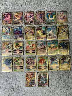 Set of 26 Pokemon Mew, Vaporen, Leafeon, Arceus & More Gold Foil Fan Art NM! - Image 1