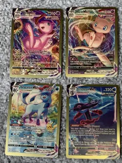 Set of 26 Pokemon Mew, Vaporen, Leafeon, Arceus & More Gold Foil Fan Art NM! - Image 2