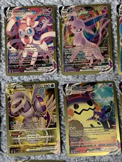 Set of 26 Pokemon Mew, Vaporen, Leafeon, Arceus & More Gold Foil Fan Art NM! - Image 3