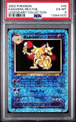 2002 POKEMON LEGENDARY COLLECTION REVERSE HOLO #49 KADABRA PSA 6 - Image 1
