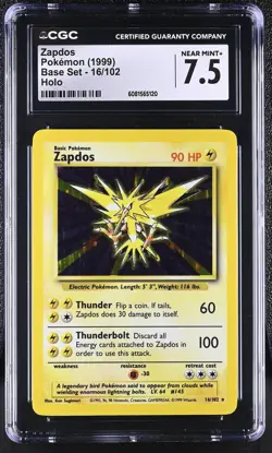 1999 Pokemon Base Set Zapdos #16/102 Holo CGC 7.5 - Image 1