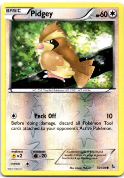 Pokemon TCG Pidgey 75/106 Flashfire Reverse Holo Rare Near Mint - Image 1