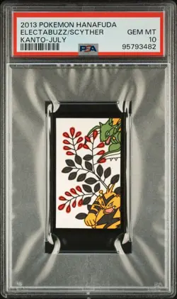 2013 Japanese Pokemon Hanafuda Kanto July Electabuzz/Scyther PSA 10 Gem Mint - Image 1