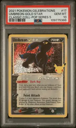 2021 POKEMON CELEBRATIONS CLASSIC COLL #17 UMBREON-GOLD STAR PSA 10 - Image 1