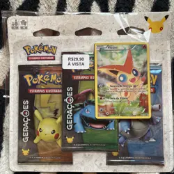 2016 Pokemon Portuguese Generations Factory Sealed Victini 3 Pack Blister - Image 1