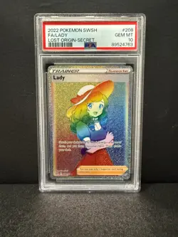 2022 Pokemon Lady Secret Rare Full Art 208/196 Lost Origin English PSA 10 - Image 1