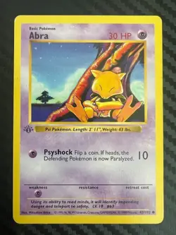 Pokemon TCG Abra Base Set 43/102 Regular 1st Edition Common Shadowless MP - Image 1