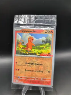 Pokemon TCG Charmander GameStop Exclusive Reverse Holo Promo Card 004/165 Sealed - Image 1