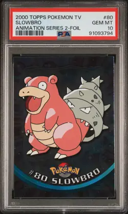 PSA 10 GEM MT 2000 Topps Pokemon TV Slowbro Animation Series 2 Foil #80 - Image 1