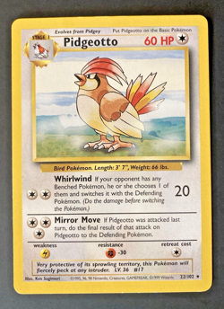 Vintage Pokemon Pidgeotto 22/102 Base Set Non-holo Rare WotC 1999 Card MP - Image 1