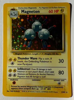 Pokemon TCG Magneton Base Set 9/102 Holo Unlimited Holo Rare LP - Image 1