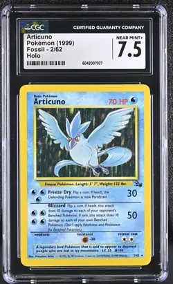 CGC 7.5 Articuno 1999 Fossil 2/62 Holo Pokemon Card - Image 1