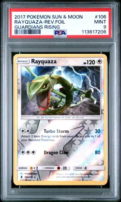 2017 Pokemon Guardians Rising Sun & Moon Rayquaza #106 Reverse Holo PSA 9 - Image 1