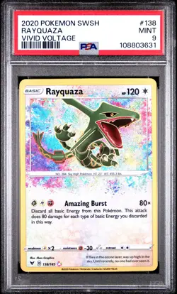 Rayquaza Vivid Voltage Pokemon Sword & Shield Vivid Voltage 138 NM PSA 9 - Image 1